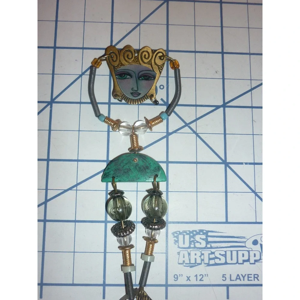 Kimberly Wilcox Top Silvester Art Doll Pendant Brooch Hand Painted Goddess Face